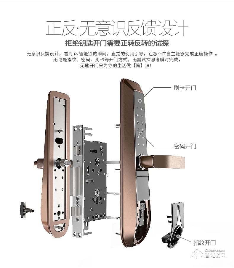 必达智能锁 I8家用防盗门锁三合一指纹密码锁